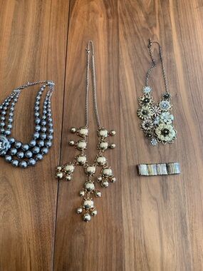 Bundle clear out fashion jewellery, statement, 3 necklaces, one bracelet